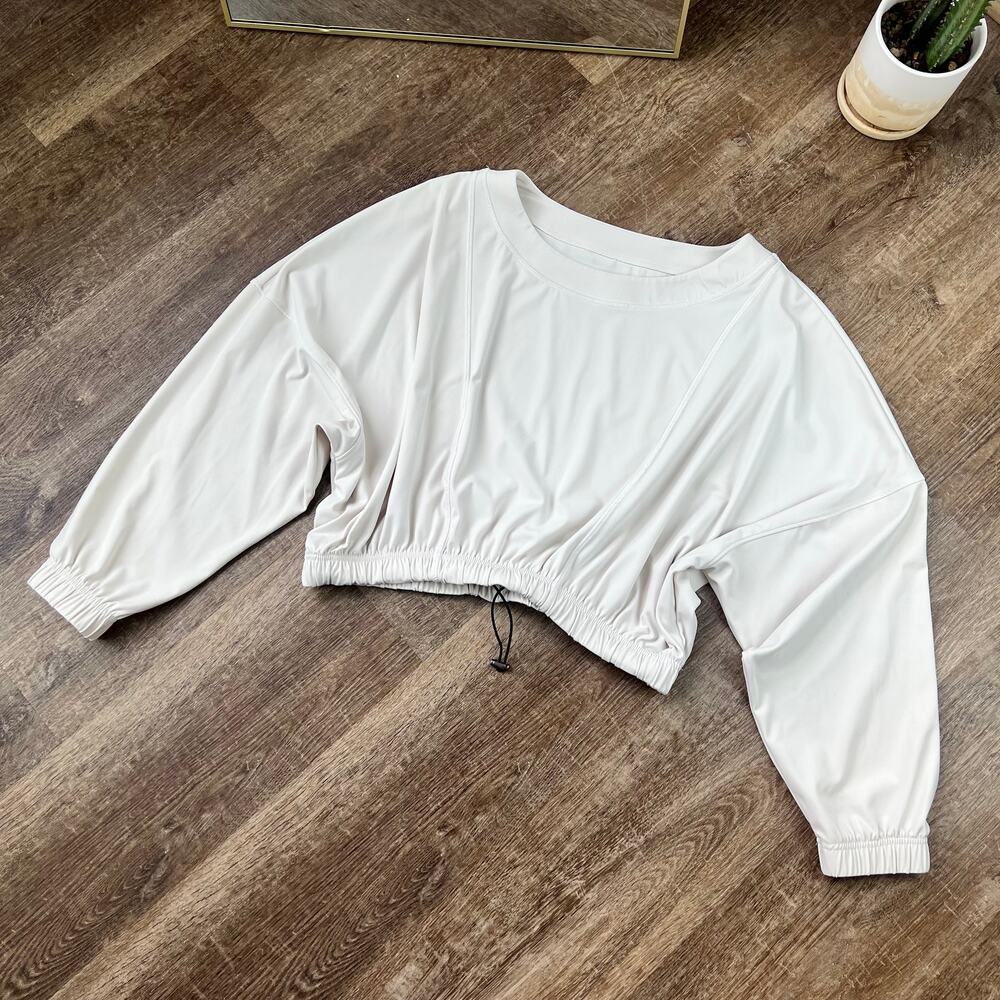 Balance Athletica Off White Cropped Drawstring Pullover Top - Picture 2 of 7
